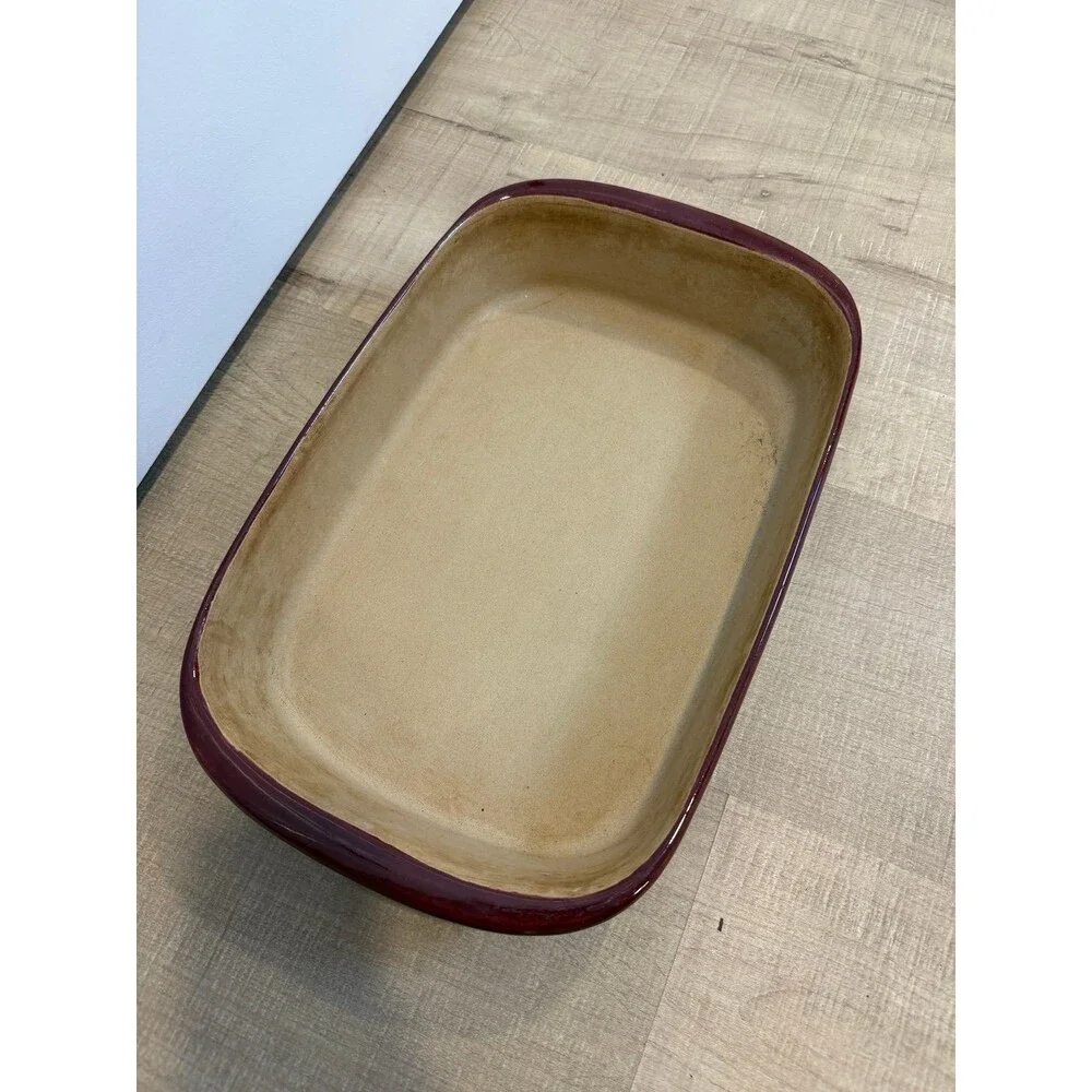 Pampered Chef Stone Rectangular Baker Cranberry 9x13 Baker Stoneware Stone Casse